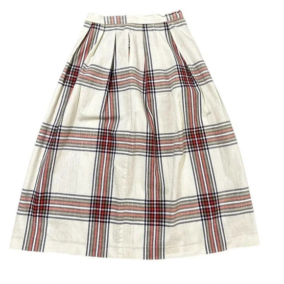 CounterParts Women's White Plaid Pattern‎ Side Zip Midi Skirt Size 10 - Picture 1 of 9